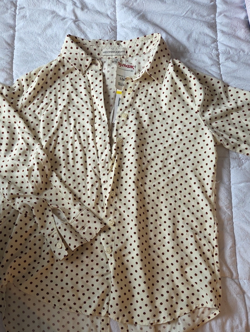 Alexander Jordan Cream Polka Dot Button-Up Blouse